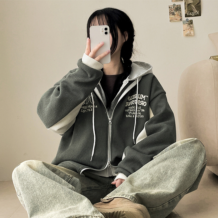 クマバイカラーニットカーディガン KHAKI