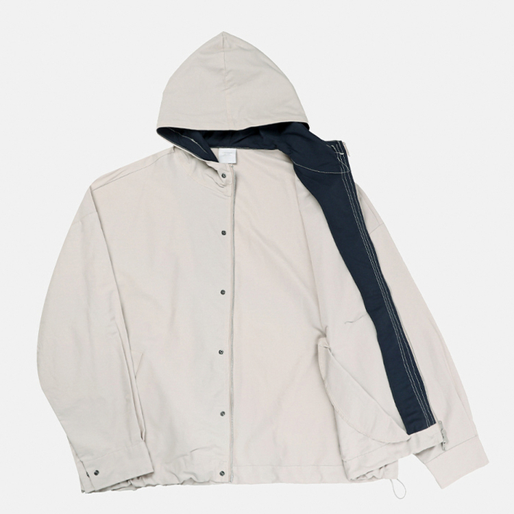 ストリングバイカラーフードジャンパー