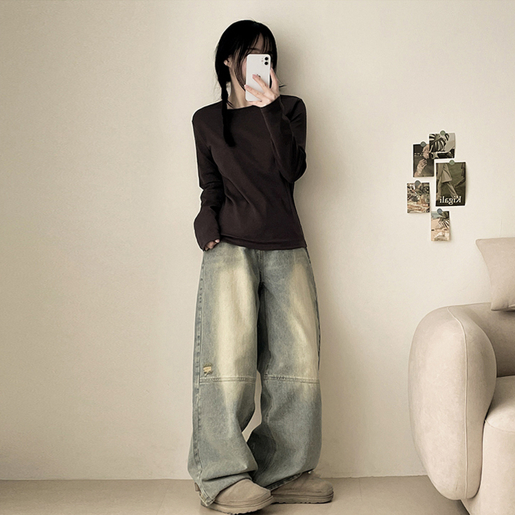 【丈別】ダメージワイドデニムパンツ(5color) LIGHT DENIM