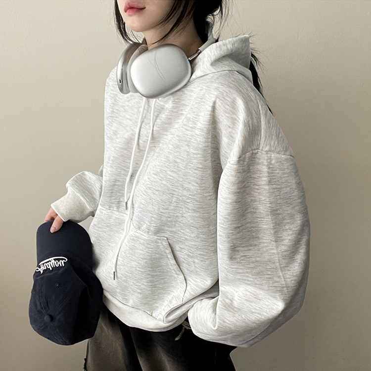 オーバーフィットフード MELANGE WHITE