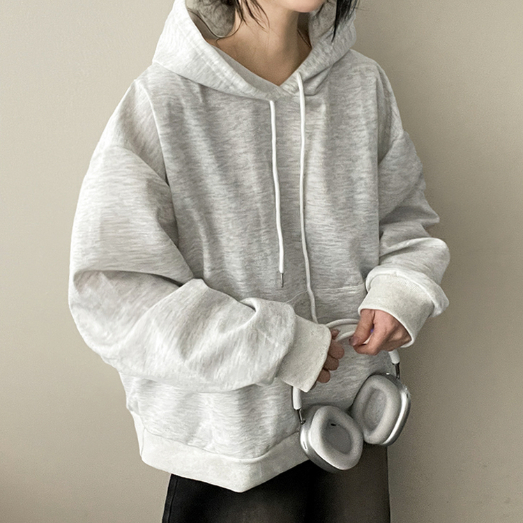 オーバーフィットフード MELANGE WHITE