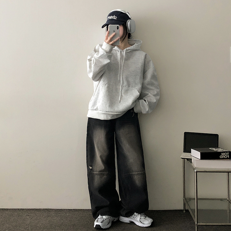 オーバーフィットフード MELANGE WHITE