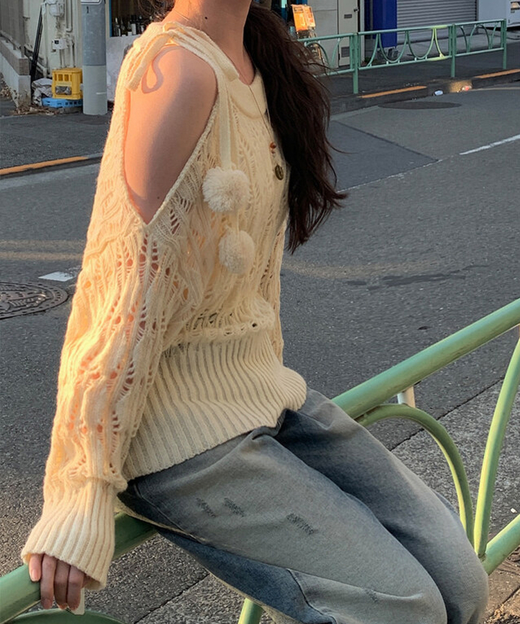 メッシュルーズフィットニット IVORY