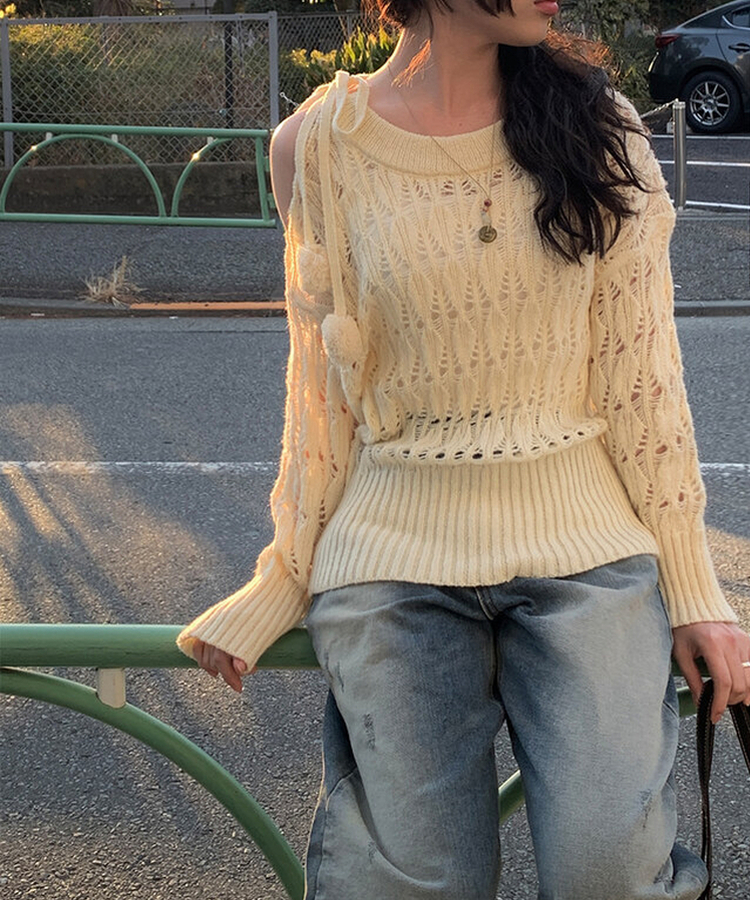 メッシュルーズフィットニット IVORY