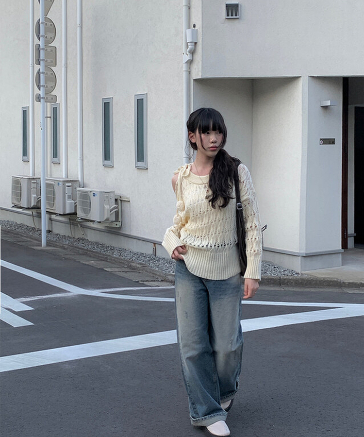 メッシュルーズフィットニット IVORY