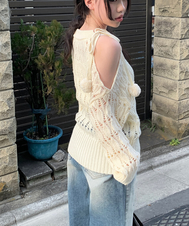 メッシュルーズフィットニット IVORY