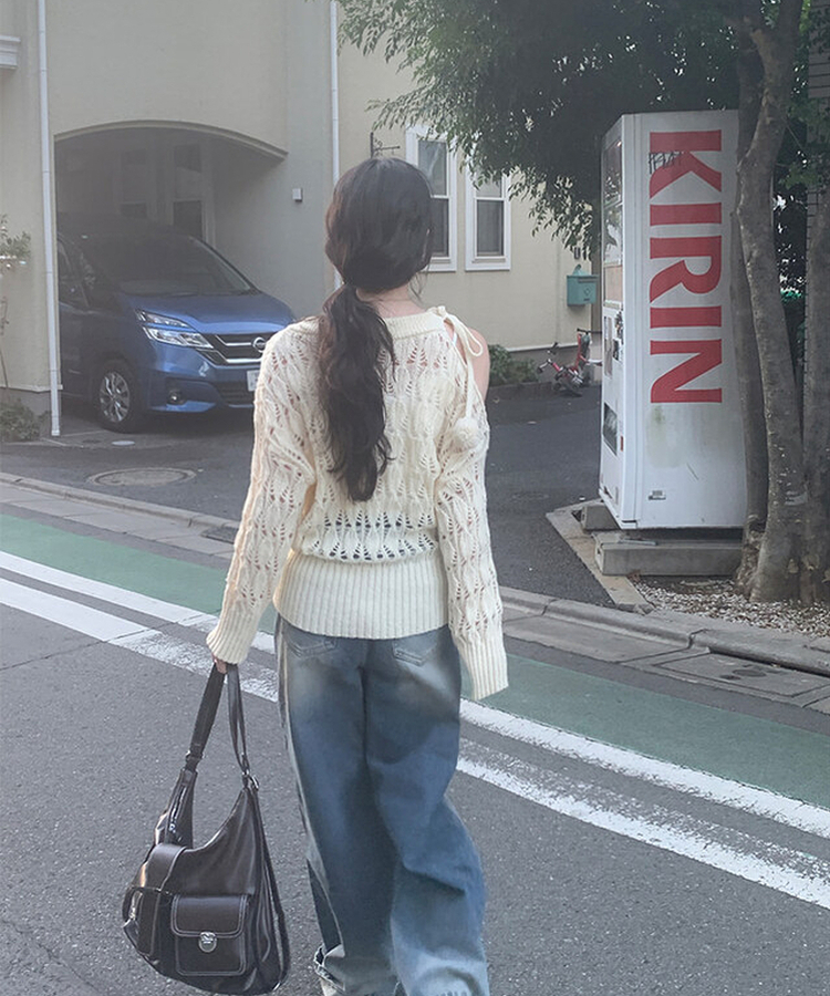 メッシュルーズフィットニット IVORY