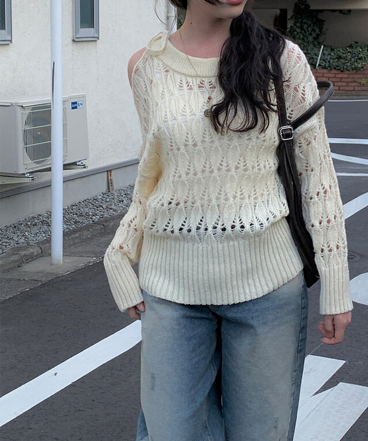 メッシュルーズフィットニット IVORY