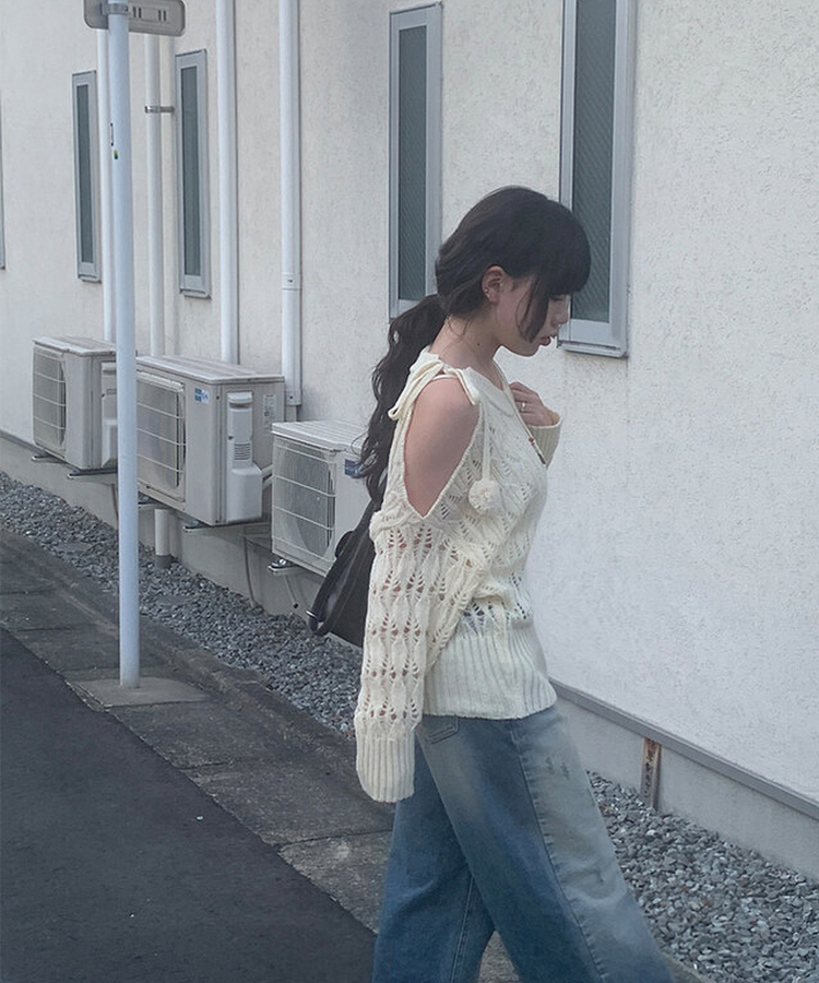 メッシュルーズフィットニット IVORY