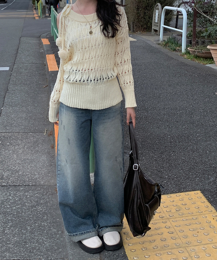 メッシュルーズフィットニット IVORY