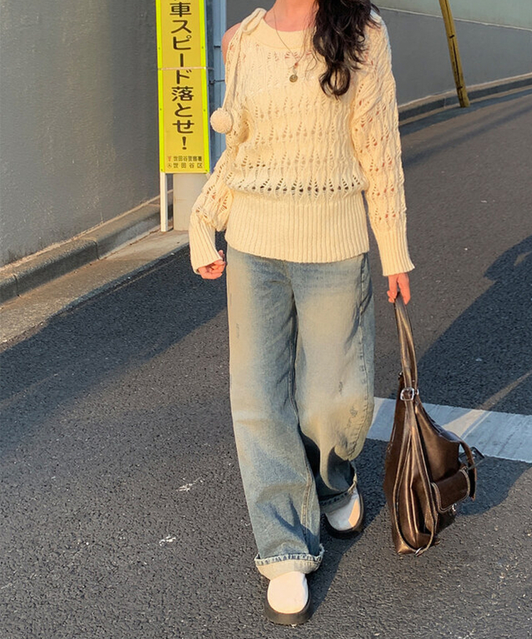 ダメージディテールウォッシングデニムパンツ DEEP BLUE