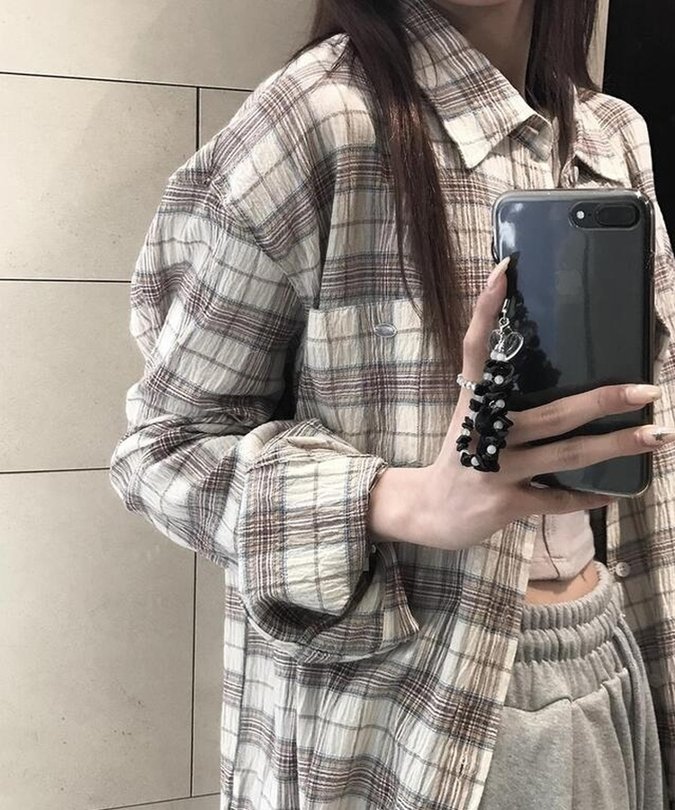 ワンポケットチェックシャツ IVORY