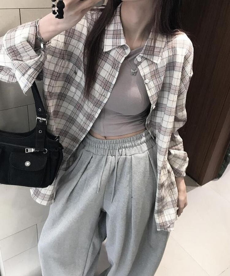 ワンポケットチェックシャツ IVORY