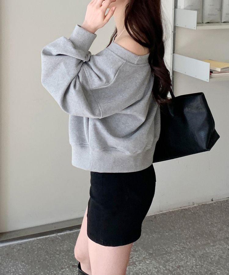 Uネックトレーナー MELANGE GRAY