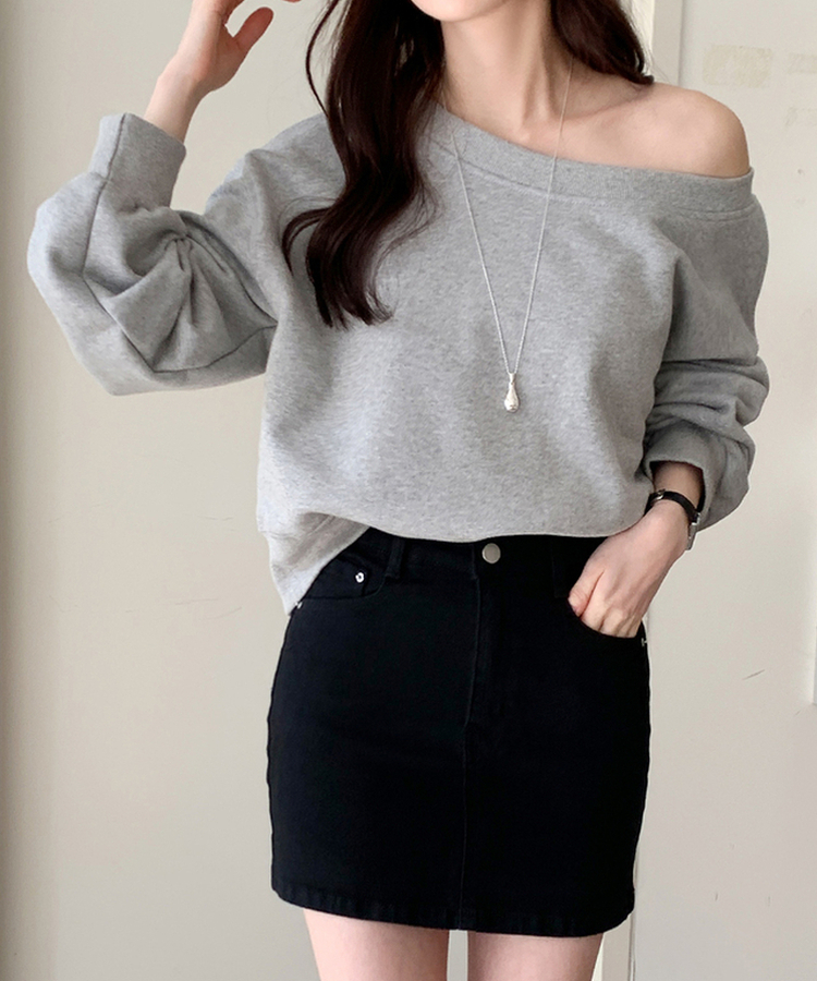 Uネックトレーナー MELANGE GRAY