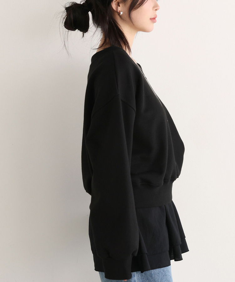 Uネックトレーナー BLACK