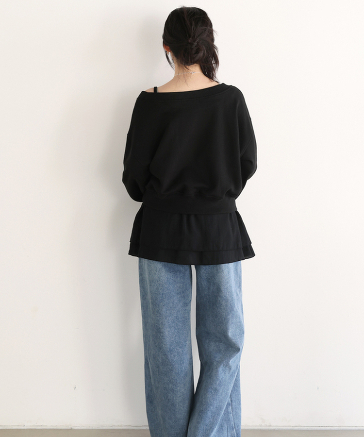 Uネックトレーナー BLACK