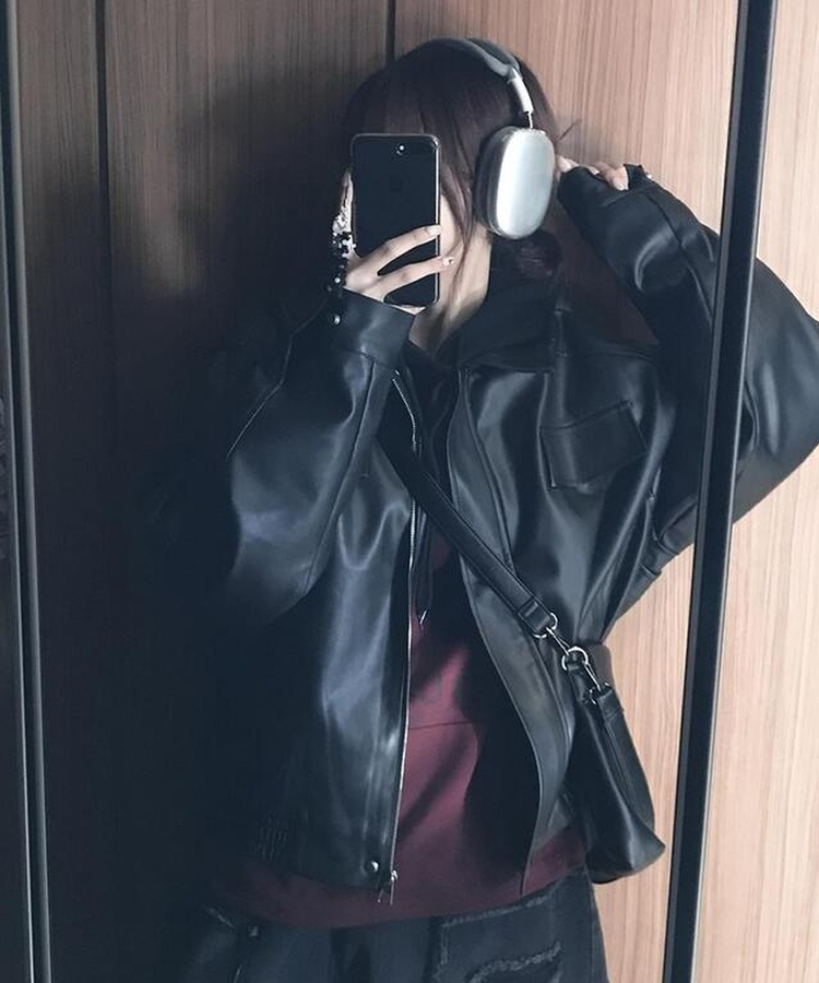 レザージップアップジャケット BLACK