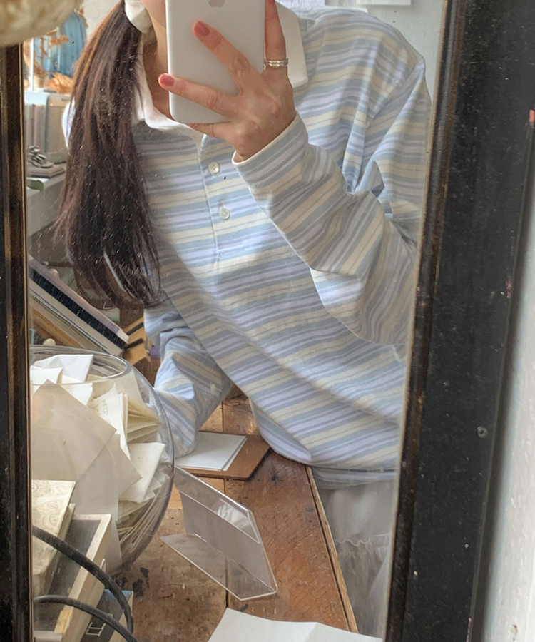 ストライプカラーTシャツ LIGHT BLUE