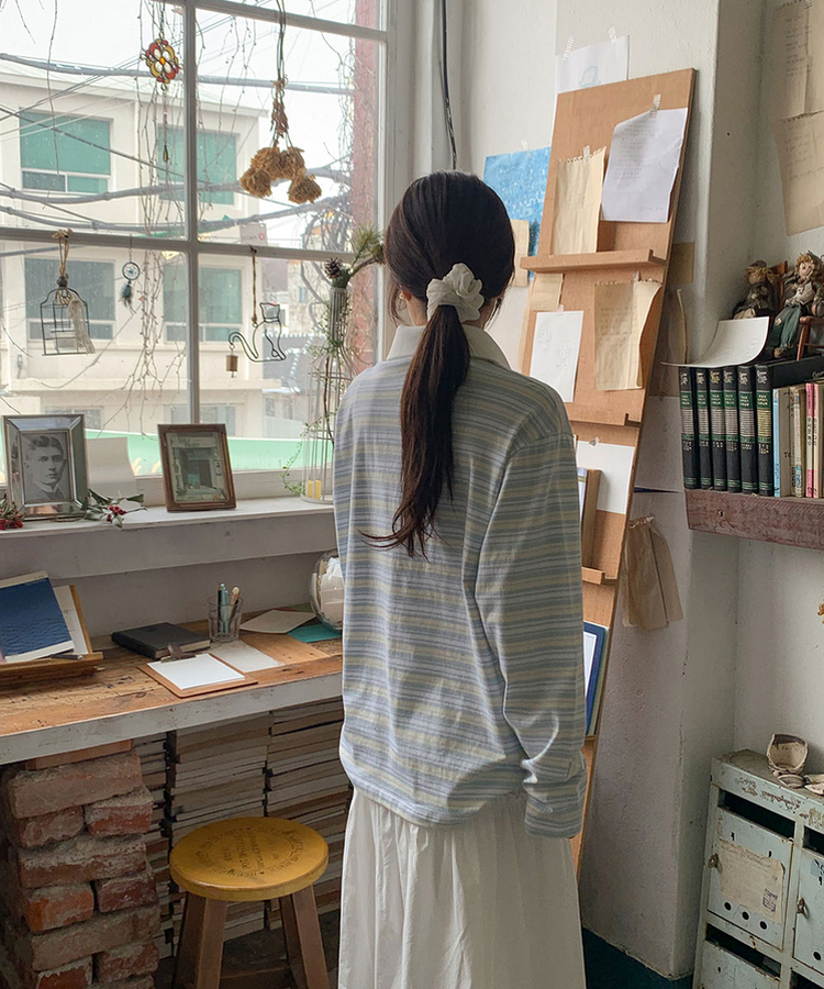 ストライプカラーTシャツ LIGHT BLUE