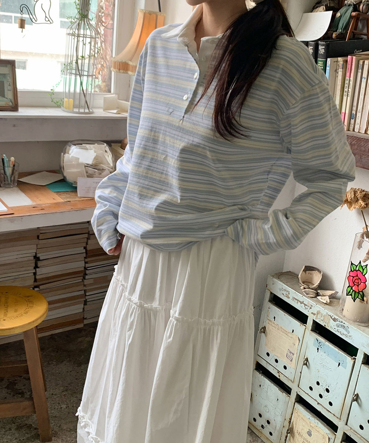 ストライプカラーTシャツ LIGHT BLUE