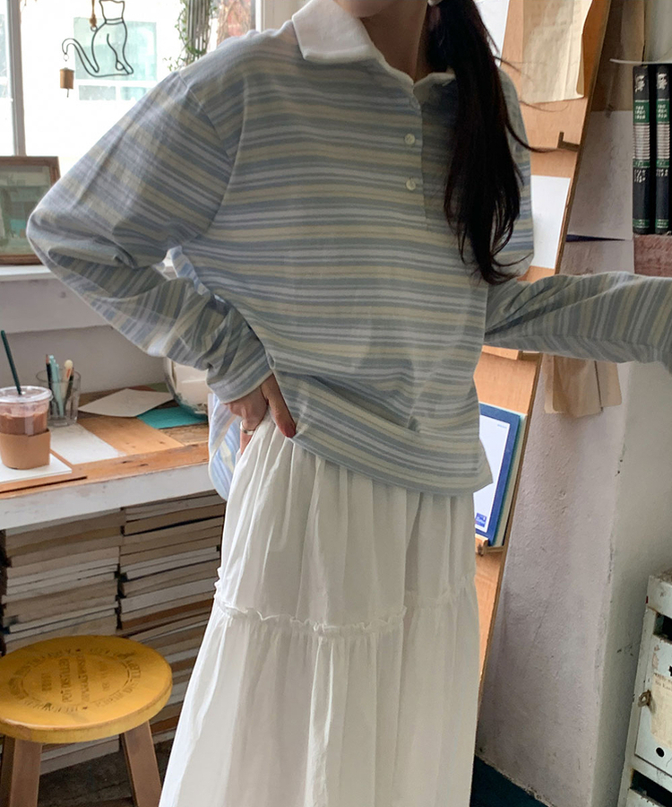 ストライプカラーTシャツ LIGHT BLUE
