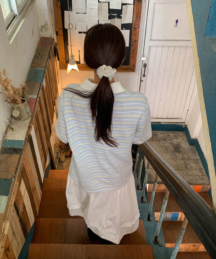 ストライプカラーTシャツ LIGHT BLUE