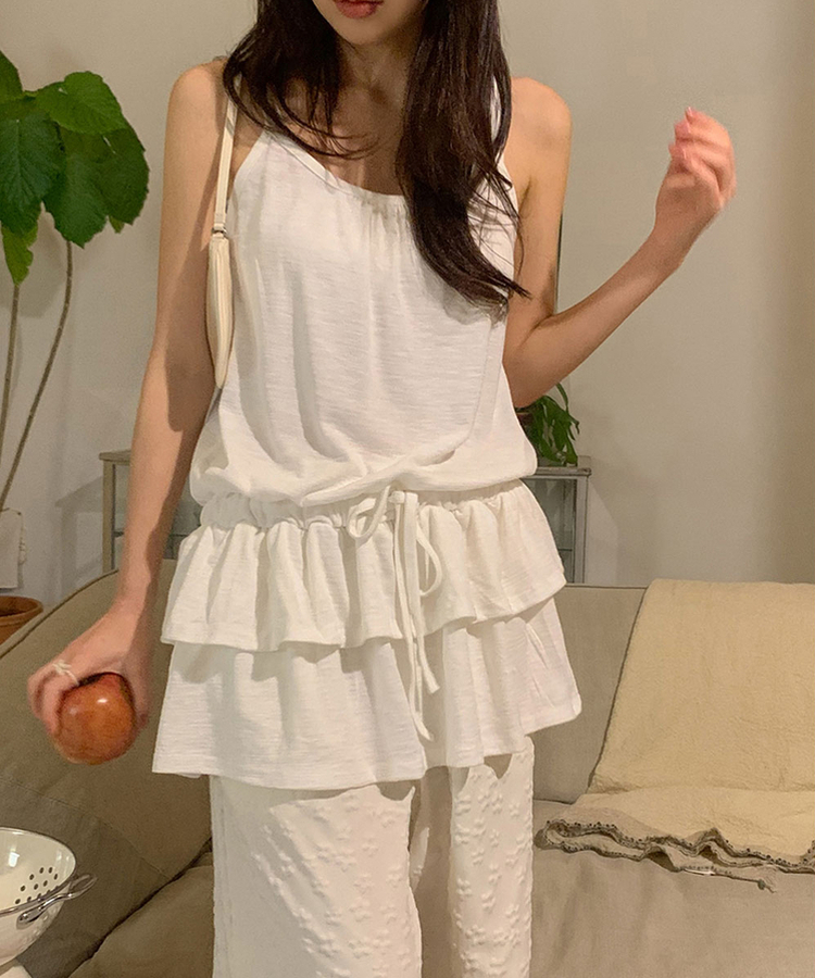 レイヤードティアードキャミソールワンピース IVORY