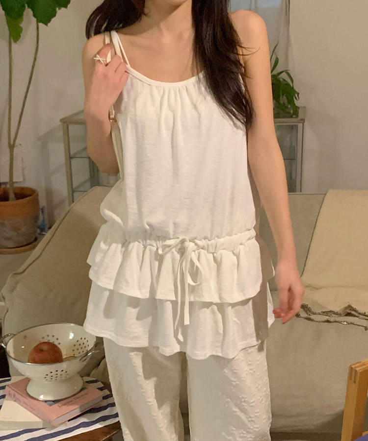 レイヤードティアードキャミソールワンピース IVORY