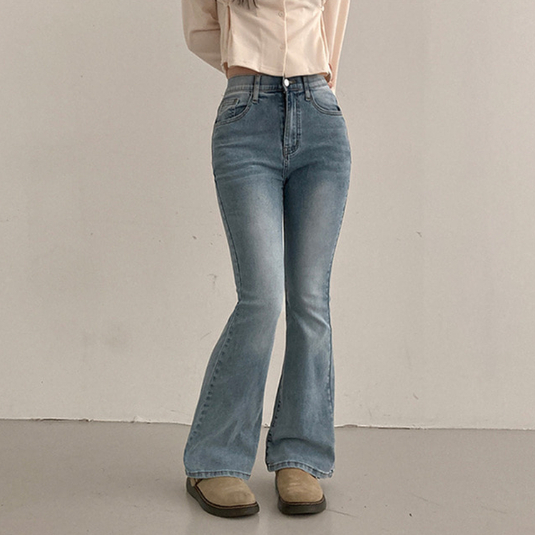 【丈別】ハイウエストブーツカットデニムパンツ(8color) LIGHT DENIM