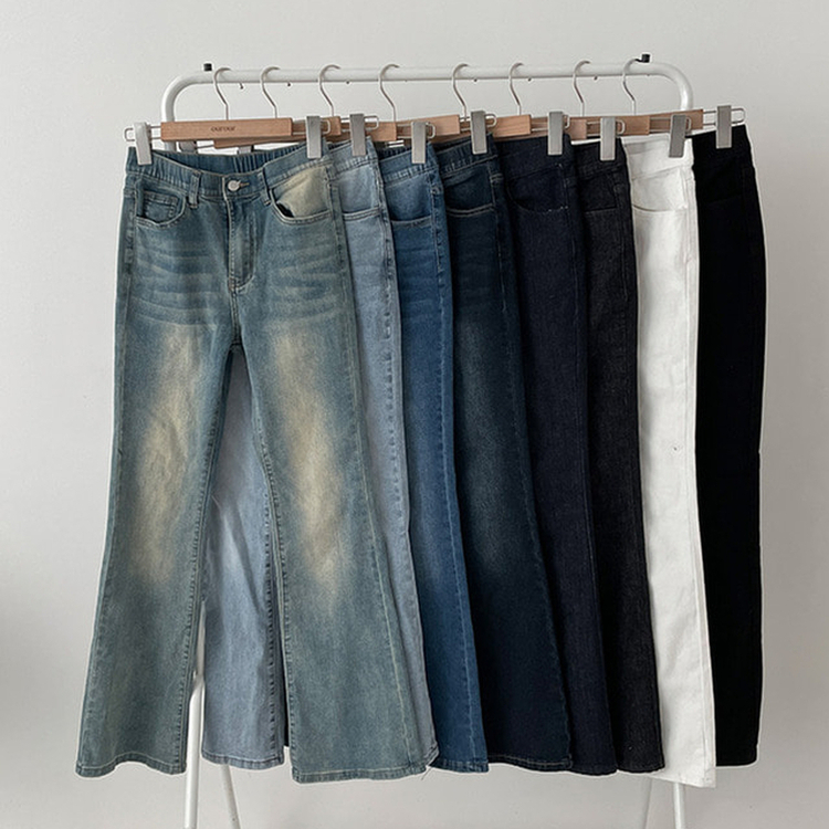 【丈別】ハイウエストブーツカットデニムパンツ(8color)