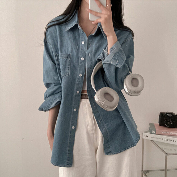 ポケットルーズフィットデニムシャツ LIGHT DENIM