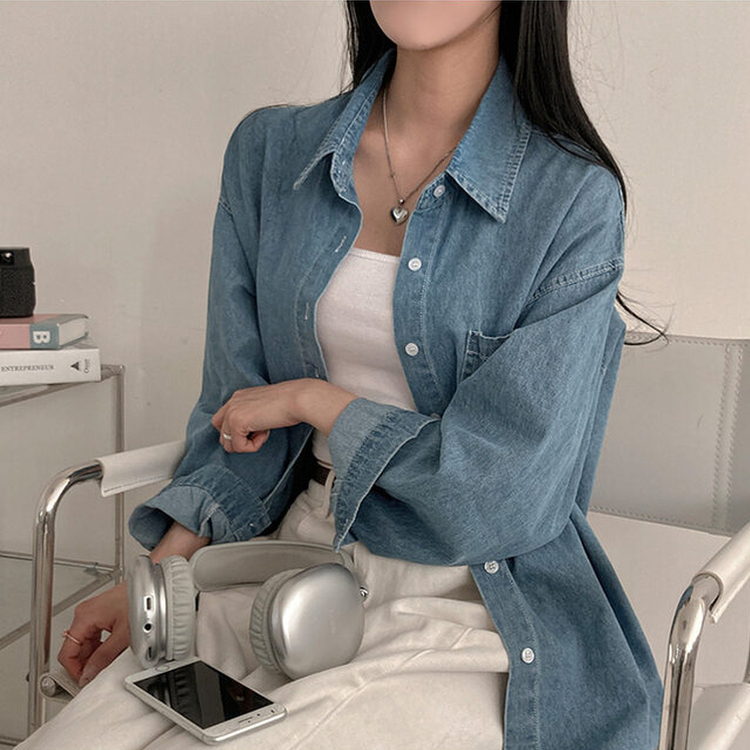 ポケットルーズフィットデニムシャツ LIGHT DENIM