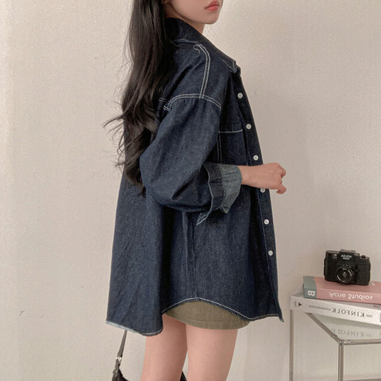 ポケットルーズフィットデニムシャツ DARK DENIM