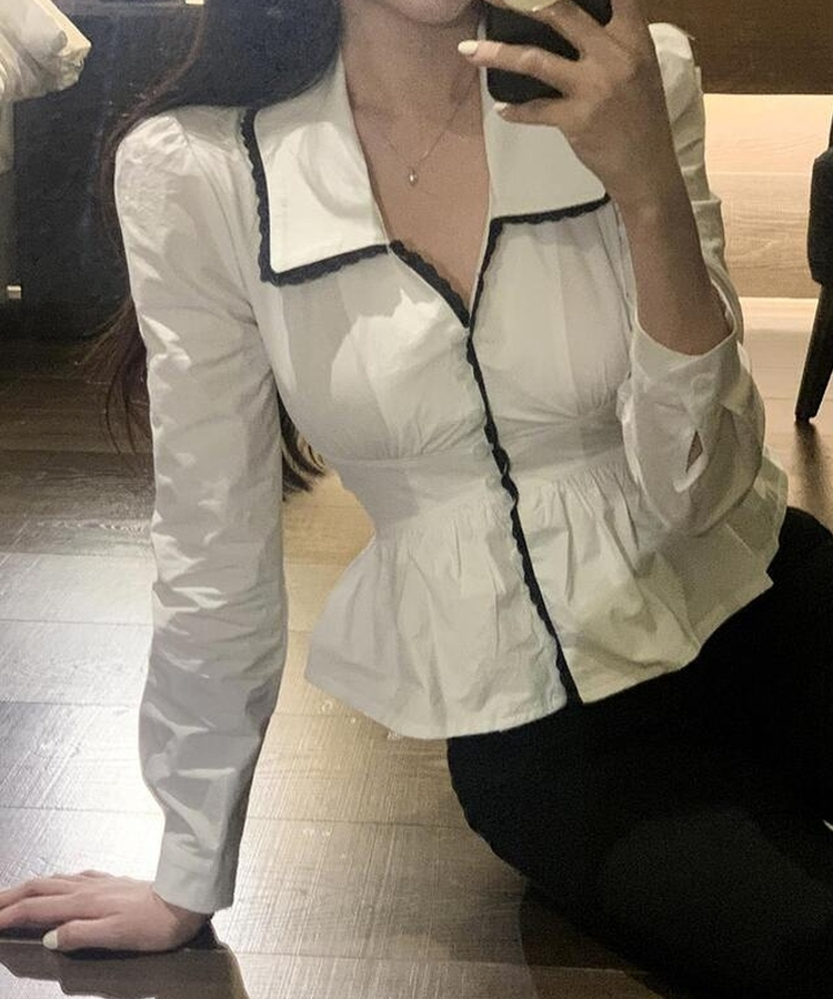 ピンタックフリルブラウス WHITE
