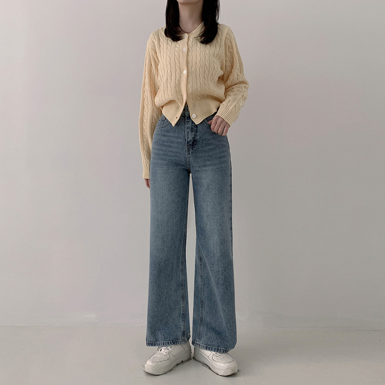 【丈別】ハイウエストバックスリットデニムパンツ LIGHT DENIM