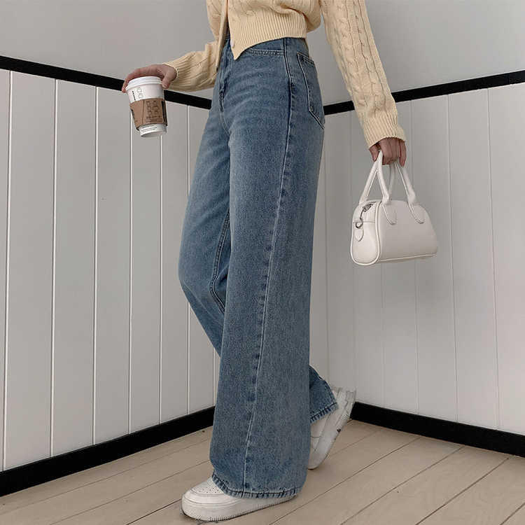 【丈別】ハイウエストバックスリットデニムパンツ LIGHT DENIM