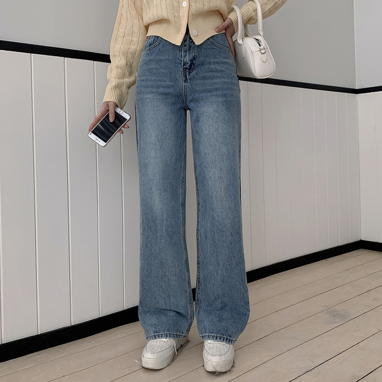 【丈別】ハイウエストバックスリットデニムパンツ LIGHT DENIM