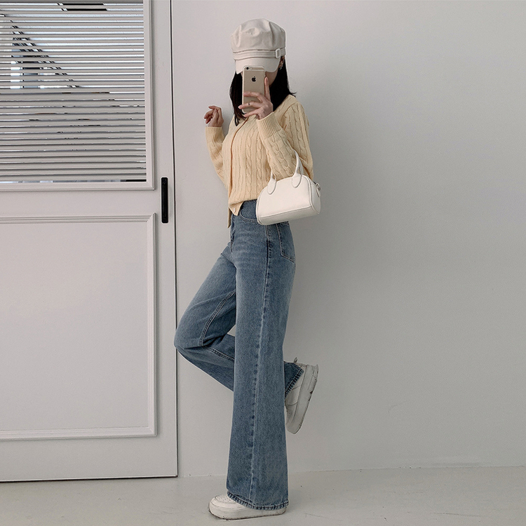 【丈別】ハイウエストバックスリットデニムパンツ LIGHT DENIM