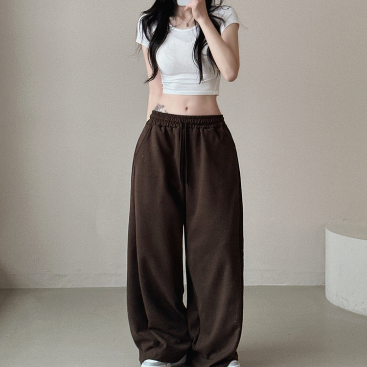 ピンタックポケットワイドトレーニングパンツ BROWN