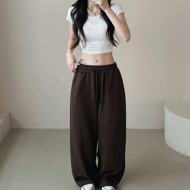 ピンタックポケットワイドトレーニングパンツ BROWN
