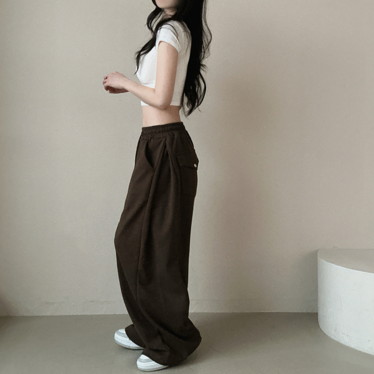 ピンタックポケットワイドトレーニングパンツ BROWN