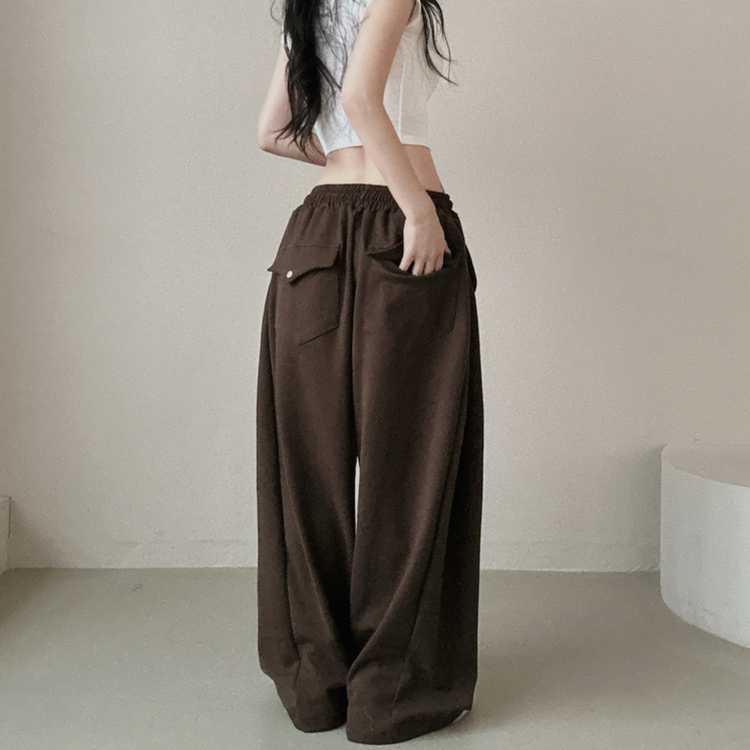 ピンタックポケットワイドトレーニングパンツ BROWN