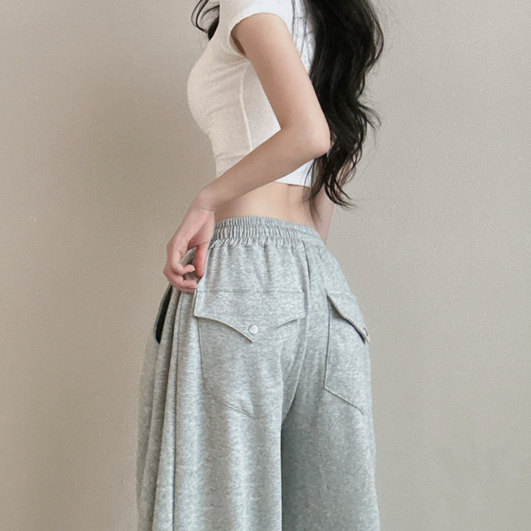 ピンタックポケットワイドトレーニングパンツ GREY