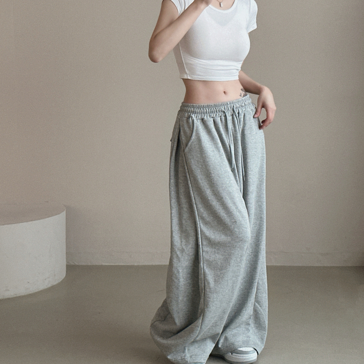ピンタックポケットワイドトレーニングパンツ GREY