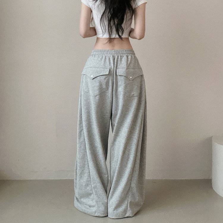 ピンタックポケットワイドトレーニングパンツ GREY