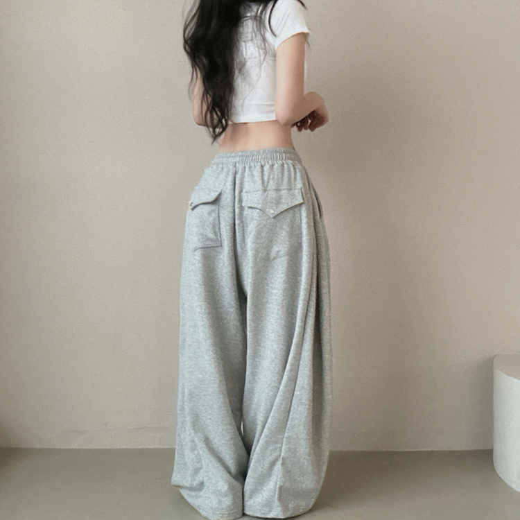 ピンタックポケットワイドトレーニングパンツ GREY