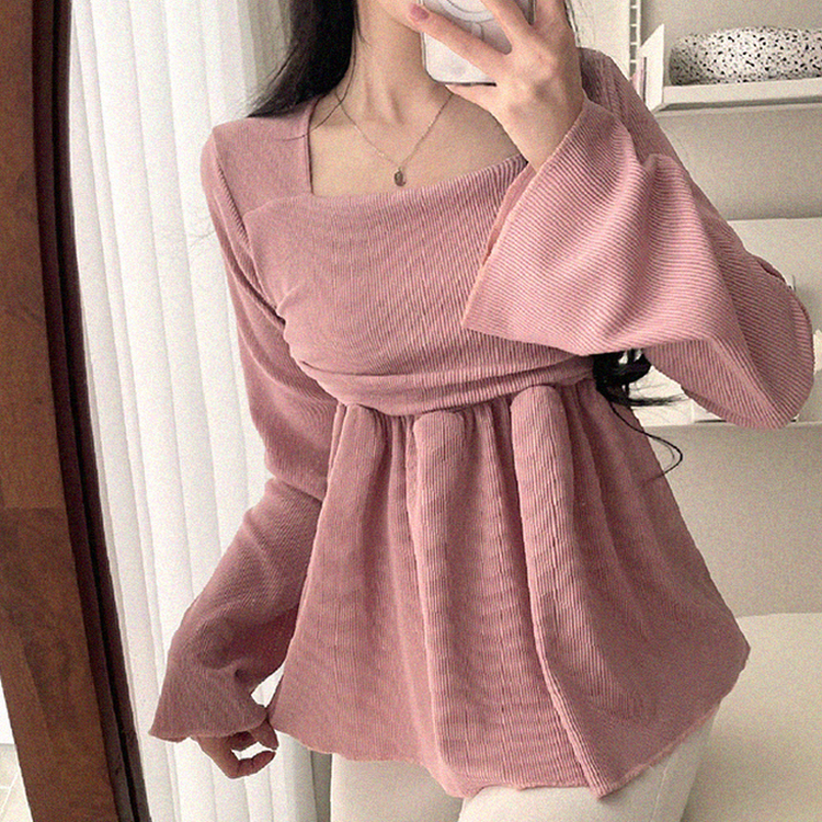 スクエアフリルブラウス PINK
