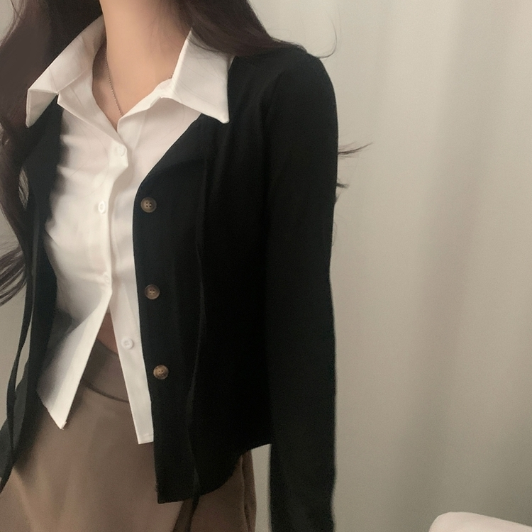 レイヤードシャツカーディガン BLACK