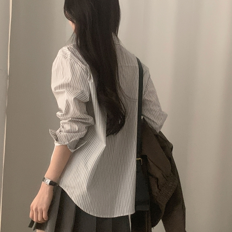 핑커 스트라이프 포켓 루즈핏 카라 셔츠남방 3color